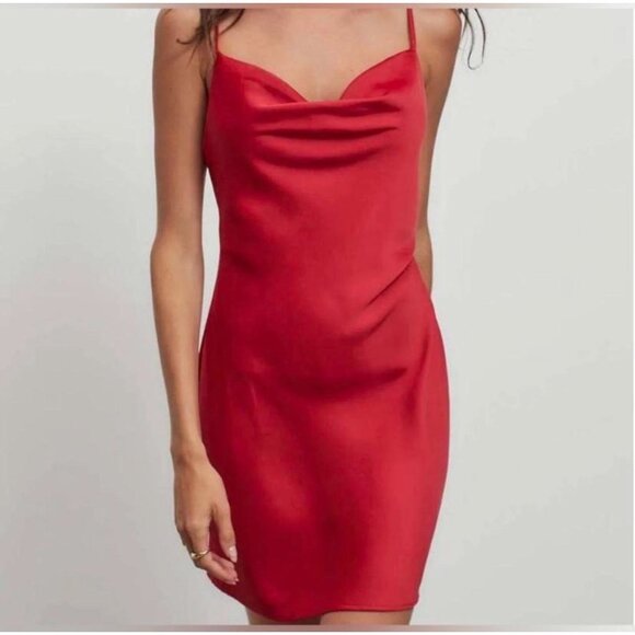 Urban Outfitters Red Satin Spaghetti Strap Cocktail Dress Sz Small Red Womens mi - Picture 1 of 13